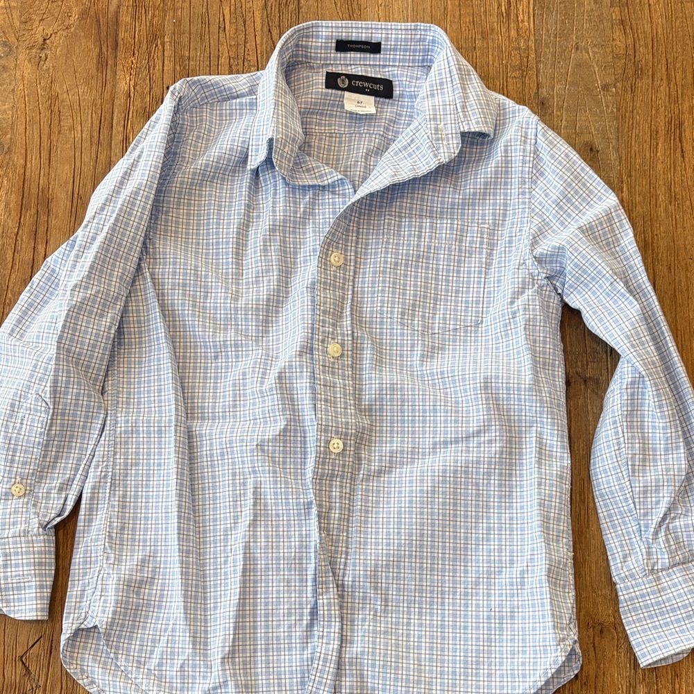 Crewcuts Kids Light Blue Checkered Button Down Shirt